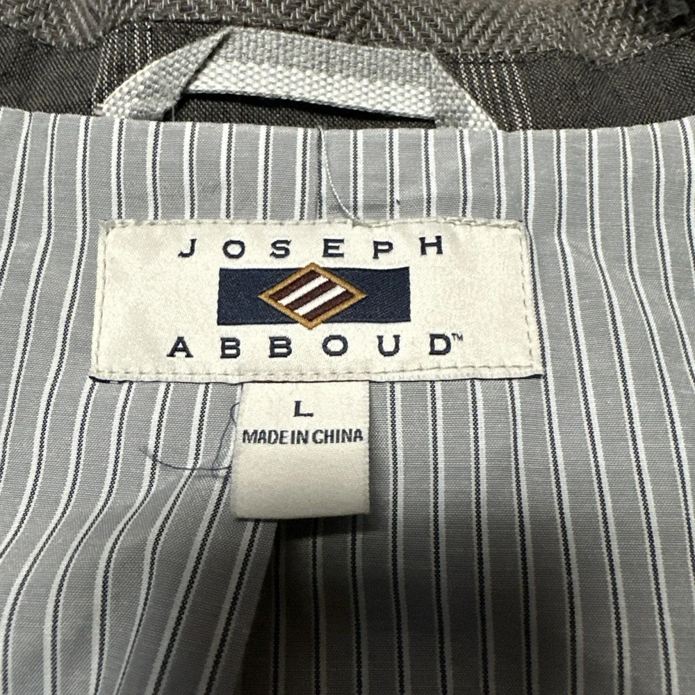 Joseph Abboud Blazer‎ Men's Large Linen Blend Denim  Herringbone Sport Coat